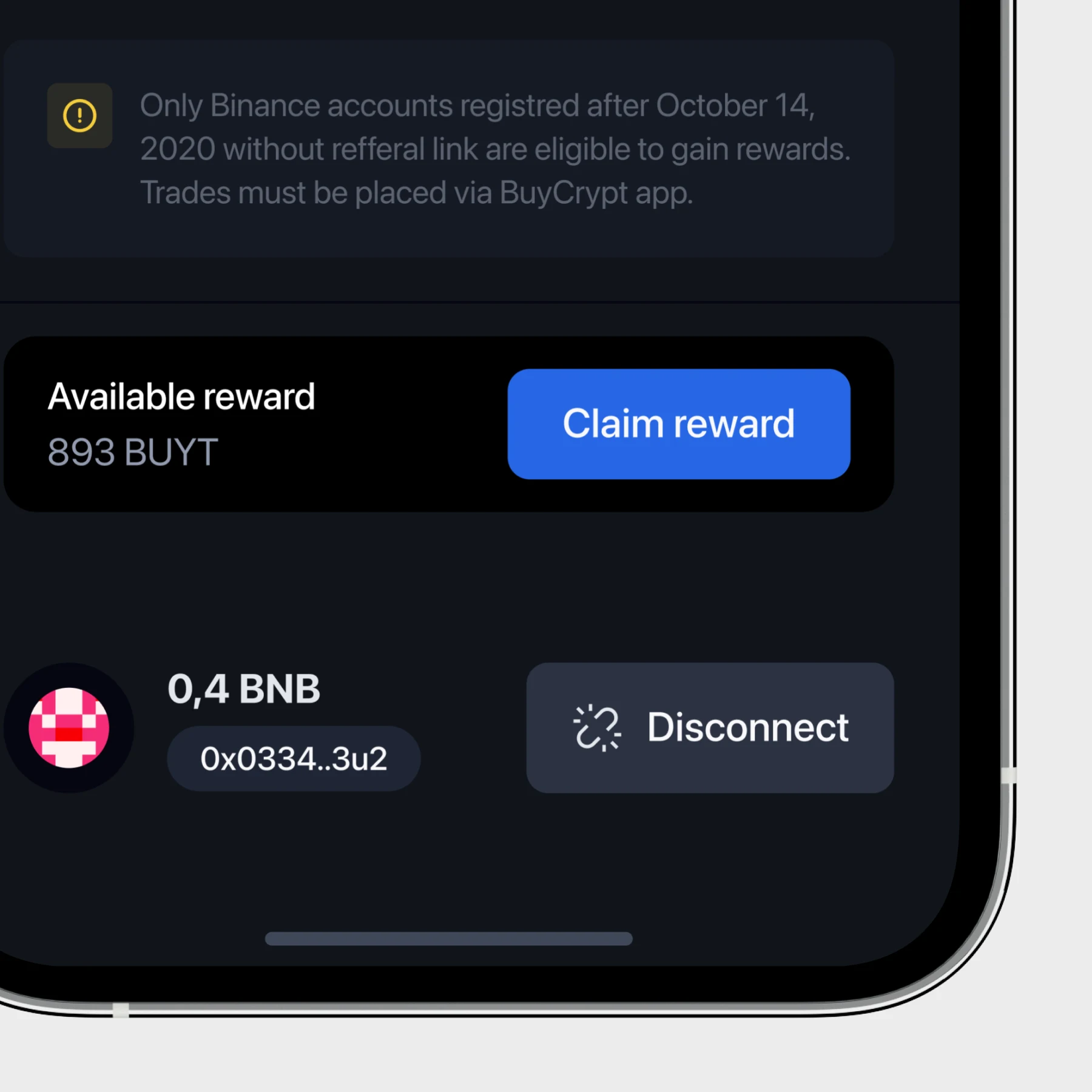 BuyCrypt — trading tab